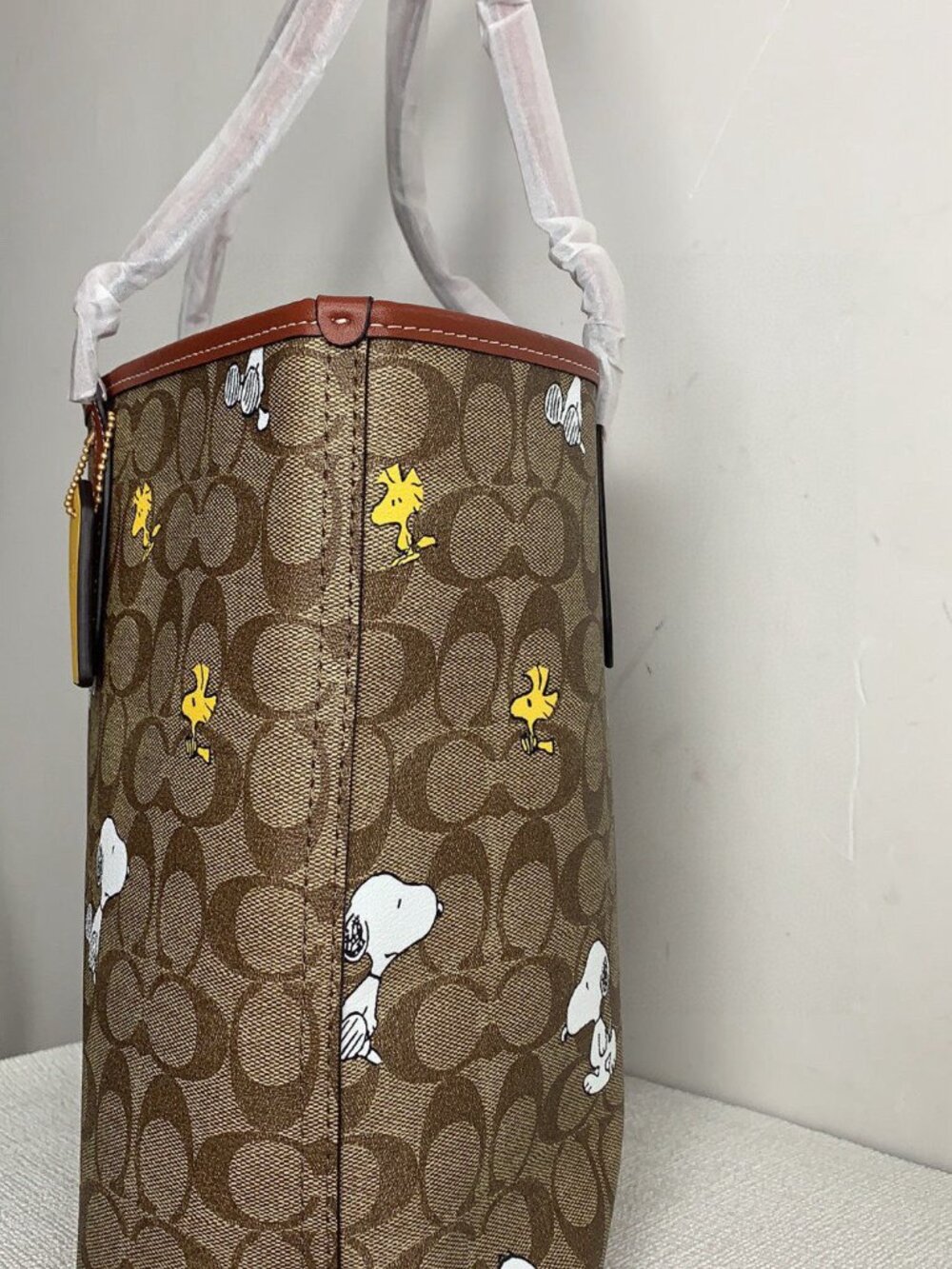 Coach Brown Tote with Snoopy Design - Picture 6 of 9